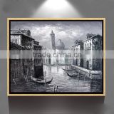 wall art paris street red tree black and white oil painting on canvas ZQ-29