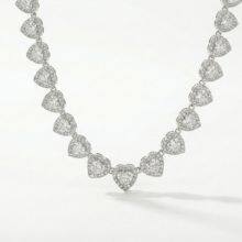 Iced Out Bling 5A Cubic Zirconia Halo CZ Cluster Heart Shaped Tennis Chain For Women Girlfriend Lover Wedding Choker Necklace thumbnail-2