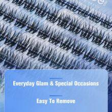 DIY Full Strip Eyelashes Individual Cluster Self-Adhesive Press Lashes No Glue Required Light Blue D-02 thumbnail-3