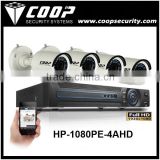 Audio Alarm Real Time Hybrid AHD DVR 960H 4PCS 1080P AHD Camera CCTV Kit 4CH 1080P DVR Kit AHD