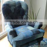 Retro Reclaimed Denim Jeans Arm Chair - Upholstery