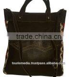 Wholesale Handmade Moroccan Kilim Tote Bags Genuine Leather Handwoven Kilim Handbag Ref08 thumbnail-2