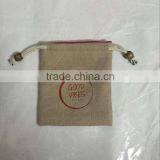 Custom Two Layers Small Linen Bag, Linen Drawstring Gift Bag With Red Suede Inside &red Logo for Jewelry Packing Quality Choice thumbnail-3