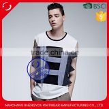Custom made polyeater cotton mens patched tank top