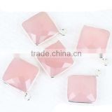Fashion Silver Pink Chalcedony princess Faceted Gemstone Connector