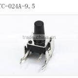 250V Hot Selling 6*6*9.5mm Black Push Button Tact Switch With Stand