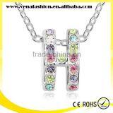 Gold Letter Pendant Alphabet Crystal Necklace, Letter h Necklace thumbnail-3