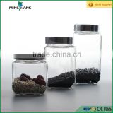450ml 750ml 1000ml square glass storage jar for food with mental lid