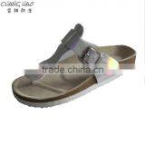 2016 Women Cork Slipper New Design Silver Luster Pinch With Hasps Cheap Fashion Cork Slipper