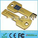 Hot Sale Free Sample 8gb gold key usb stick for Promotional Gift