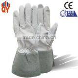 Pig Grain Leather+Cow Split Leather Welding Gloves White +Gray thumbnail-1