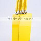 Yellow Handle Kitchen Knife Set With a Wooden Stand