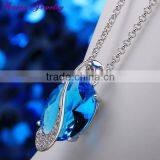 Big Sapphire Blue Crystal Platinum Plated Pendant Necklace Statement Necklace Women Fashion Necklaces for Women 2014 thumbnail-4