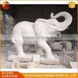 Small White Granite Outdoor Elephant Garden Statue thumbnail-4