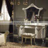 Silver and White Antique Vanity Dresser Table With Mirror, French Classic Dressing Table and Mirror thumbnail-2