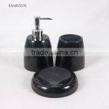 Polyresin Brown Marble Gold Scroll Rim Bathroom Accessories Sets thumbnail-4