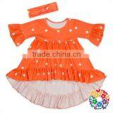 Front Short Back Long Ruffle Hem Half Sleeve Tiger Printed Fabrics Baby Girls Ruffle Tops thumbnail-4