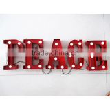 Metal red peace christmas letters lights with led