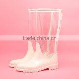 women tall transparent durable comfortable gumboots rain boots wellington rain boots with zipper