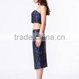 New Fashion Elegant Clothing Manufacturer Women Sequin Top and Skirt thumbnail-3