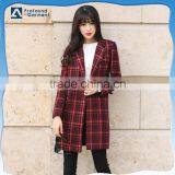 OEM Fashion 2016 Winter Coats Plain Plaid Woolen Overcoat for Women thumbnail-1