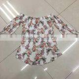 Cheap Boat Neck Mid-sleeve Flower Print Women Tops Factory Closeouts thumbnail-6