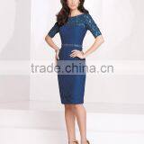 Royal Blue Lace Long Sleeve Mother Cocktail Dresses for Weddings thumbnail-1
