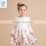 2017 Spring Girls Dresss Printed With Flowers Fashion Designs For Girls Long Sleeve Pleated Children's Dress thumbnail-1