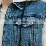 Wholesale China Fashion Hooded Mens Jersey Sleeve Denim Jacket thumbnail-3