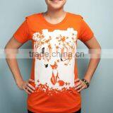 Screen Printed Orange t Shirt for Ladies