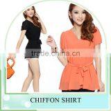 Factory chiffon Blouse shirts short sleeves chiffon top clothings for woman