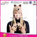 Teddy Bear Knitted Winter Warm Earflap Faux Fur Animal Hat Gloves thumbnail-1
