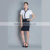 China Fatory Designs V Neck Dress Fashion Airline Stewardess Uniform thumbnail-2