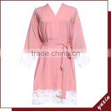 Sexy Short Sleeve Lace Women Cotton Robe With Lace LR0112 thumbnail-1
