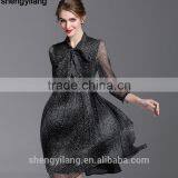 Ladies Floral Printed Literary Traditional Silk Dress With Knot Neck thumbnail-1