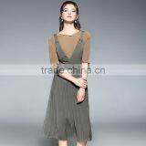 Dresses In Casual Dresses Deep V-Neck Strapless High-waisted Accordion Pleated Skit Two Pieces Dresses thumbnail-3