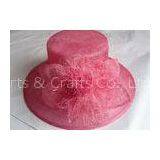 Pink Sinamay Womens Church Hats Unedged Decoration With 11cm Brim For Spring thumbnail-1
