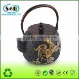 Chinese Tradition Cast Iron Teapot With Embossed Cock Decor for Wholesale