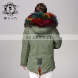 Hot Selling warm raccoon parka coat with fur hood snow real fur jackets