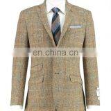 Brown And Blue Checked Luxury Wool Tweed Blazer Men Fashion New thumbnail-5