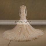 Fairy Heart Neck Mermaid Lace Handmade Flowers Wedding Dress Bottom Tulle With Jacket thumbnail-3