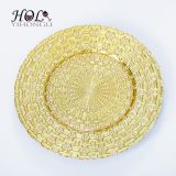 Factory cheap wholesale gold charger plates high quality glass dinner plates