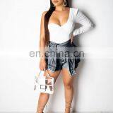 2019 New Women Summer High Waist Tie up Zipper Fly Fashion Short Jeans Vintage Casual Denim Shorts Trouser Pants 3 Color thumbnail-3