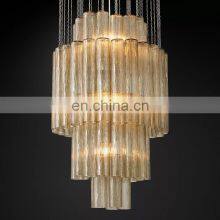 Modern Luxury Serenella Cylindrical Hanging Glass LED Chandelier for Home Hotel Bar Ceiling Suspension Chandelier thumbnail-5
