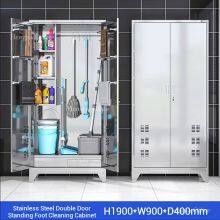 High-Quality Stainless Steel Cleaning Cabinet With Secure Locks and Adjustable Hooks for Schools, Hospitals, and Offices thumbnail-2