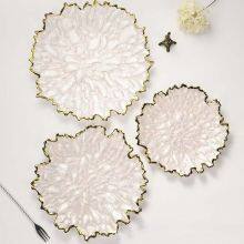 Wholesale Colorful Glass Plate for Wedding Western Food Plate Home Decoration Gold Glass Clear Beaded Charge Plate Dinnerware thumbnail-1