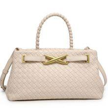 Fashion Minimalist Woven Shoulder Bag Solid Color Gold Belt Buckle Large Capacity PU Magnetic Snap Adjustable Strap for Commute thumbnail-4