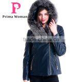 2015 New Design Women Leather Winter Jacket With Short Silver Fox Hat Overcoat thumbnail-5