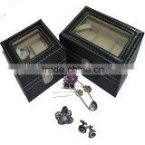 Luxury PU Leather Seeing-through Top Wooden Watch Boxes With 2- 3 Slots thumbnail-5