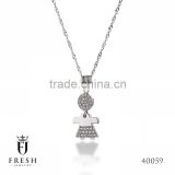 Fashion 925 Sterling Silver Necklace - 40059 , Wholesale Silver Jewellery, Silver Jewellery Manufacturer, CZ Cubic Zircon AAA